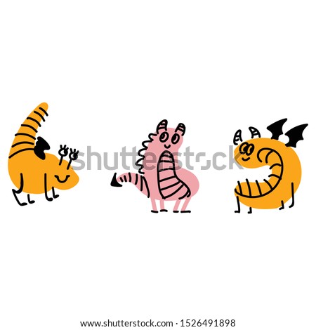 Simple monster character design illustration. Hand drawn fantasy strange creature clipart. 