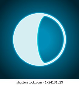 Luna simple, logo astronómico. Estilo neón. Icono de decoración luminosa. Símbolo eléctrico luminoso