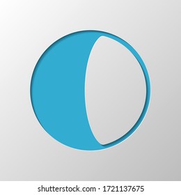 Simple moon, astronomy logo. Paper design. Cutted symbol with shadow
