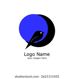 modelo de design de logotipo de lua simples e pássaro