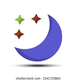Icono lunar simple, concepto relacionado con la luna y la estrella en el fondo blanco