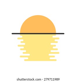 simple moon light on the water. concept of moonlit, reflect, shining, moonrise, satellite, morning, sunrise. isolated on white background. flat style modern logotype design vector illustration