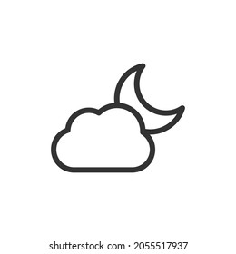 Simple moon line icon. Premium symbol in stroke style. Design of moon icon. Vector illustration.