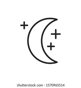 Simple moon line icon. Stroke pictogram. Vector illustration isolated on a white background. Premium quality symbol. Vector sign for mobile app and web sites.