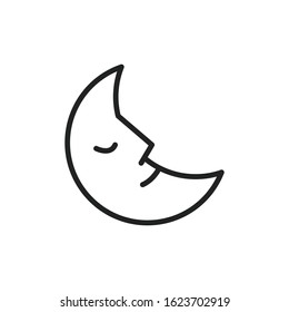 Simple moon line icon. Stroke pictogram. Vector illustration isolated on a white background. Premium quality symbol. Vector sign for mobile app and web sites.