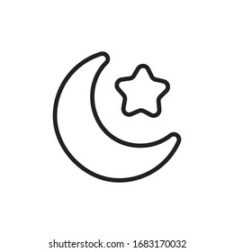 Simple moon line icon. Stroke pictogram. Vector illustration isolated on a white background. Premium quality symbol. Vector sign for mobile app and web sites.