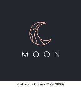 simple moon logo. elegant crescent moon and star logo design line icon vector in luxury style outline linear