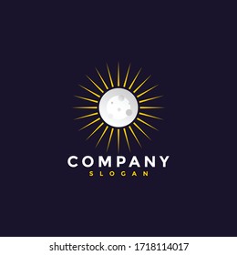 simple moon logo and ray of light