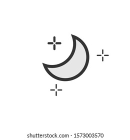 Simple moon or night icon flat design