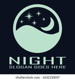 Simple  Moon Night Logo Design 