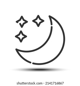 Einfaches Mondkontursymbol, Mond und sternverwandtes Konzept auf weißem Hintergrund