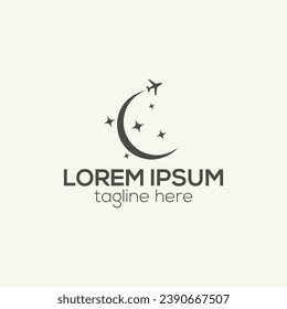 Diseñador de diseño de logotipo en luna simple y estrella vectores de diseño de estilo de lujo negro