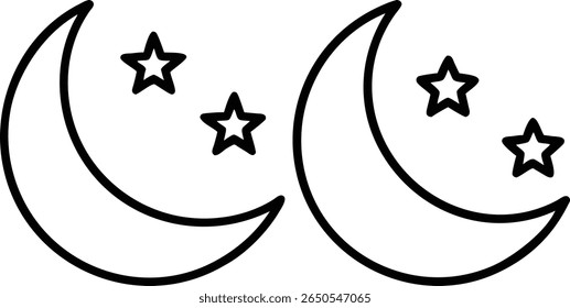 Simple moon and stars design, perfect for night themed projects.