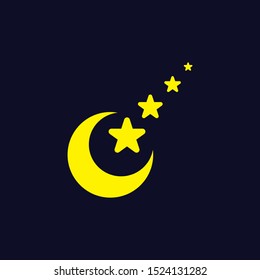 Simple Moon Stars Vector Icon Night Sky Logo