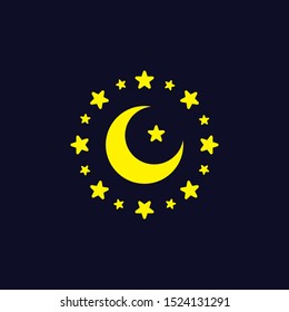 Simple Moon Stars Vector Icon Night Sky Logo