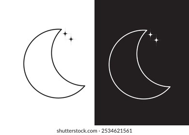 Simple moon and stars vector icon, night sky logo,