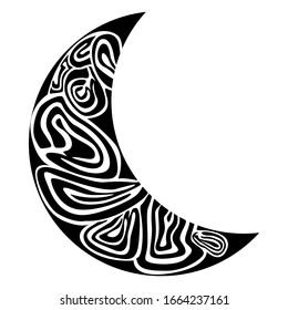 Simple Moon Vector Design in Black with Pattern Theme