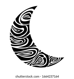 Simple Moon Vector Design in Black with Pattern Theme