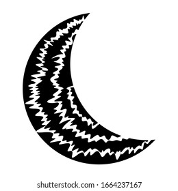 Simple Moon Vector Design in Black with Pattern Theme