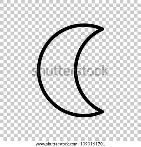 Simple moon. Weather symbol. Linear icon with thin outline. On transparent background.