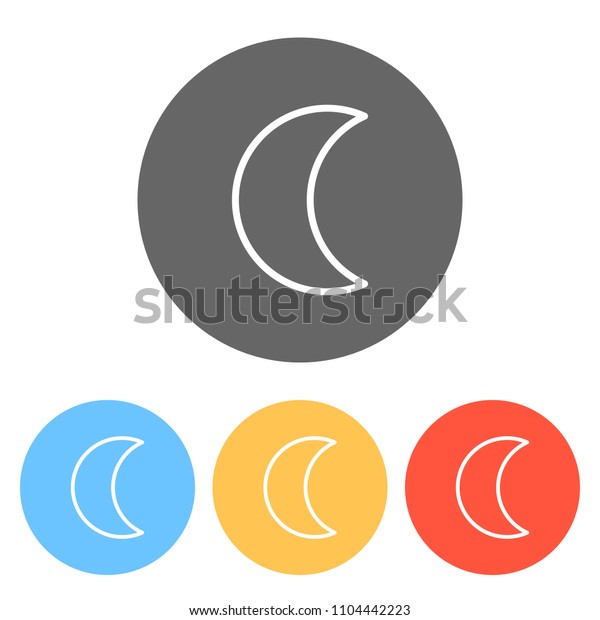 Simple moon. Weather symbol.\
Linear icon with thin outline. Set of white icons on colored\
circles