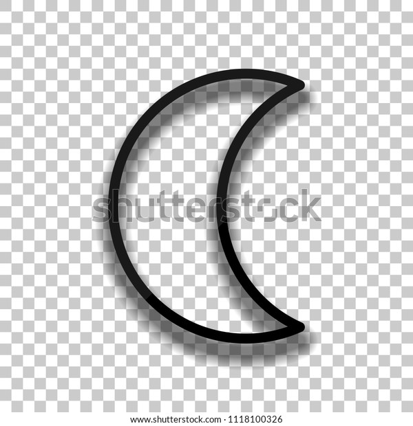 Simple\
moon. Weather symbol. Linear icon with thin outline. Black glass\
icon with soft shadow on transparent\
background