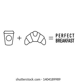 simple morning math coffee plus croissant equal vector
