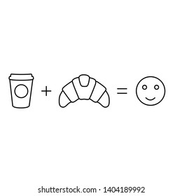 simple morning math coffee plus croissant equal vector