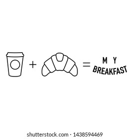 simple morning math coffee plus croissant equal vector