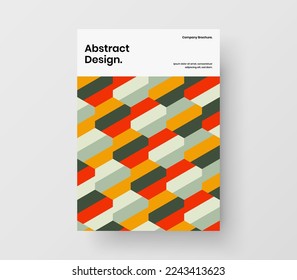 Simple mosaic hexagons annual report illustration. Amazing magazine cover A4 vector design concept.