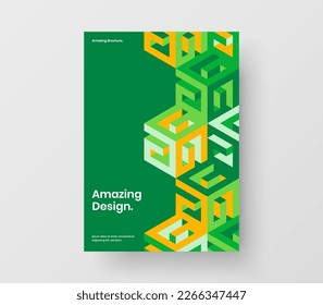 Simple mosaic hexagons corporate cover illustration. Colorful brochure A4 design vector concept.