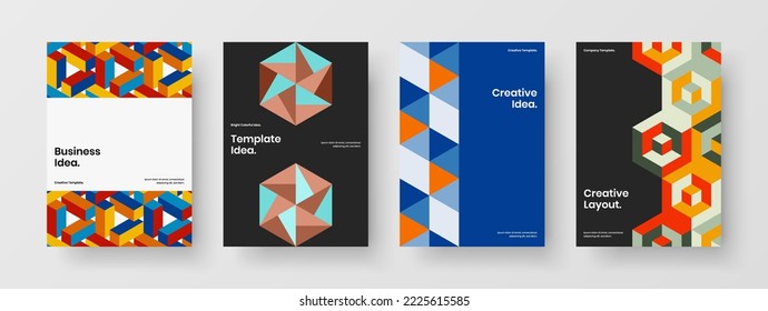 Einfache Mosaik-Hexagons-Plakatgrafik-Komposition. Premium-Firmenbroschüre Design Vektor Konzept-Paket.