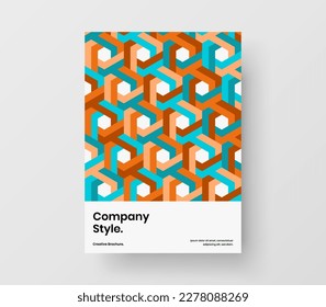 Simple mosaic pattern annual report illustration. Trendy flyer vector design concept.