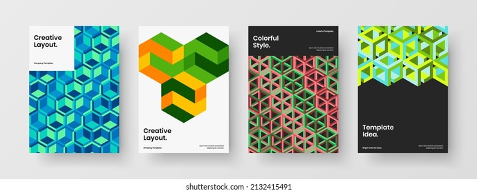 Einfaches Mosaik-Muster-Banner-Layout-Paket. Vivid Corporate Cover Design Vektorgrafik Set.