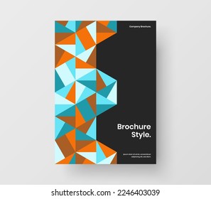 Simple mosaic pattern cover template. Original annual report A4 vector design illustration.