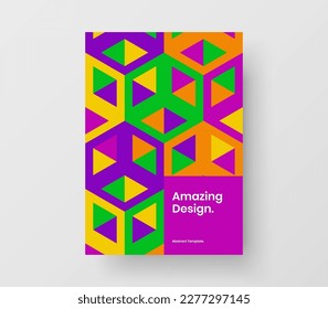Simple mosaic pattern flyer concept. Clean corporate cover A4 design vector layout.