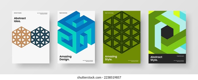 Simple mosaic shapes flyer concept set. Isolated corporate identity vector design layout collection.