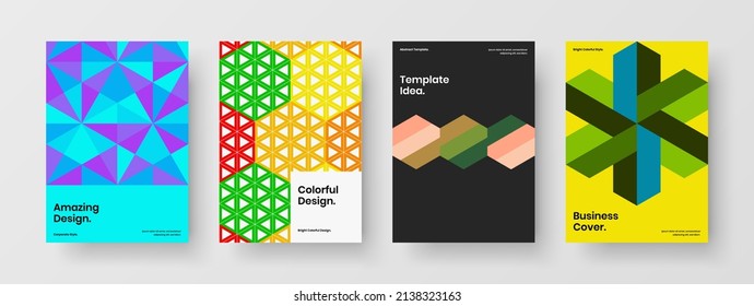 Simple mosaic shapes leaflet concept bundle. Fresh company identity design vector illustration collection.