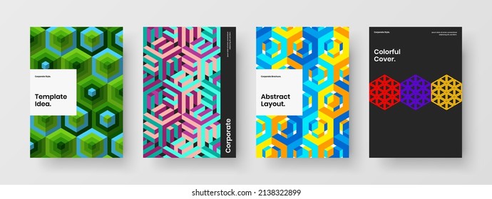 Simple mosaic shapes presentation concept bundle. Original banner vector design template collection.