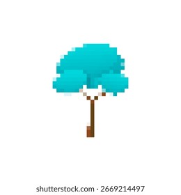 Einfaches Mosaik-Stil pixelated Baum-Symbol mit sauberen Linien und lebendigen Farben.