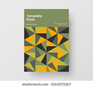 Simple mosaic tiles flyer concept. Amazing booklet A4 vector design template.
