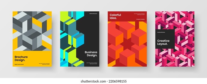 Conjunto de plantillas de volante de mosaicos simples. Composición de diseño de vectores de afiches luminosos.