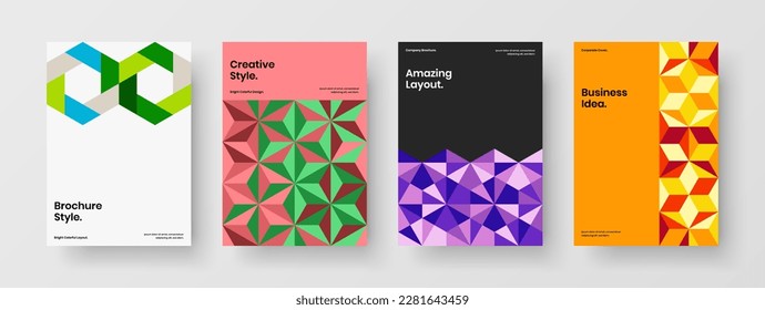 Conjunto simple de póster de baldosas de mosaico. Conjunto de plantillas de diseño de vectores A4 de folletos vivos.