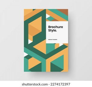 Simple mosaic tiles presentation concept. Fresh booklet vector design illustration.