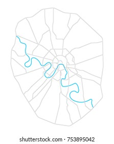 Einfache Moskauer Landkarte mit Hauptstraßen, Autobahnen und dem Moskauer Fluss