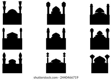 Einfache Moschee-Gebäude-Icon-Set