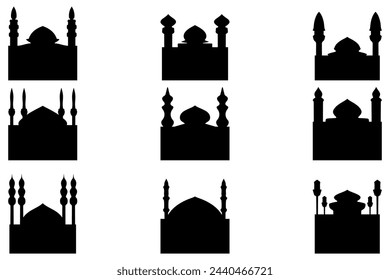 Simple mosque building icon set