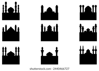 Simple mosque building icon set