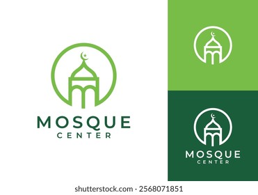 simple mosque with circle logo design. religious islamic inspiration logo design