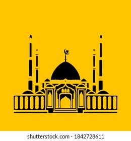 einfaches Moschee-Design auf gelbem Hintergrund